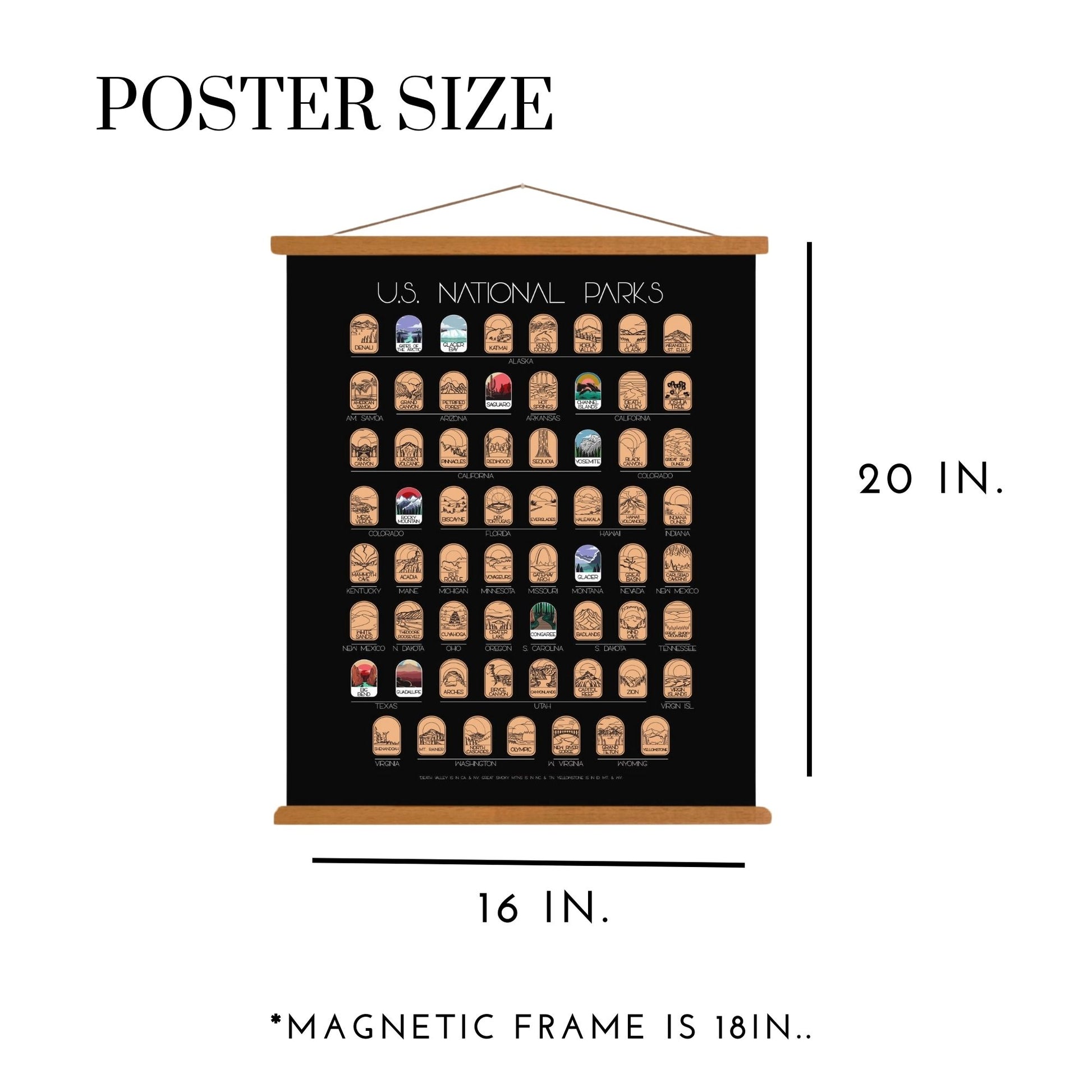 Size of poster chart. 16 x 20 inches.