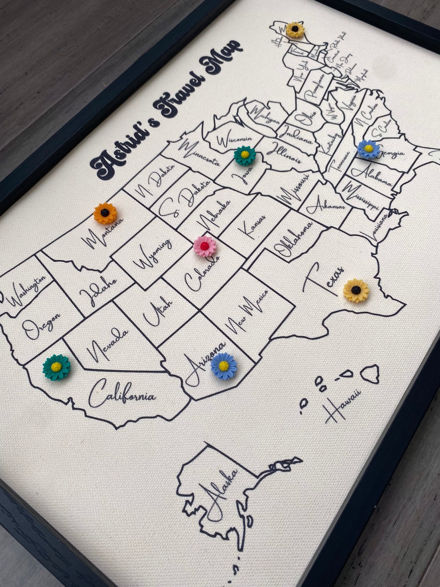 Personalized Push Pin US Travel Map, Push Pin USA Map, Travels map gift, Second Anniversary Gifts, Push Pin Map Colorful US Map