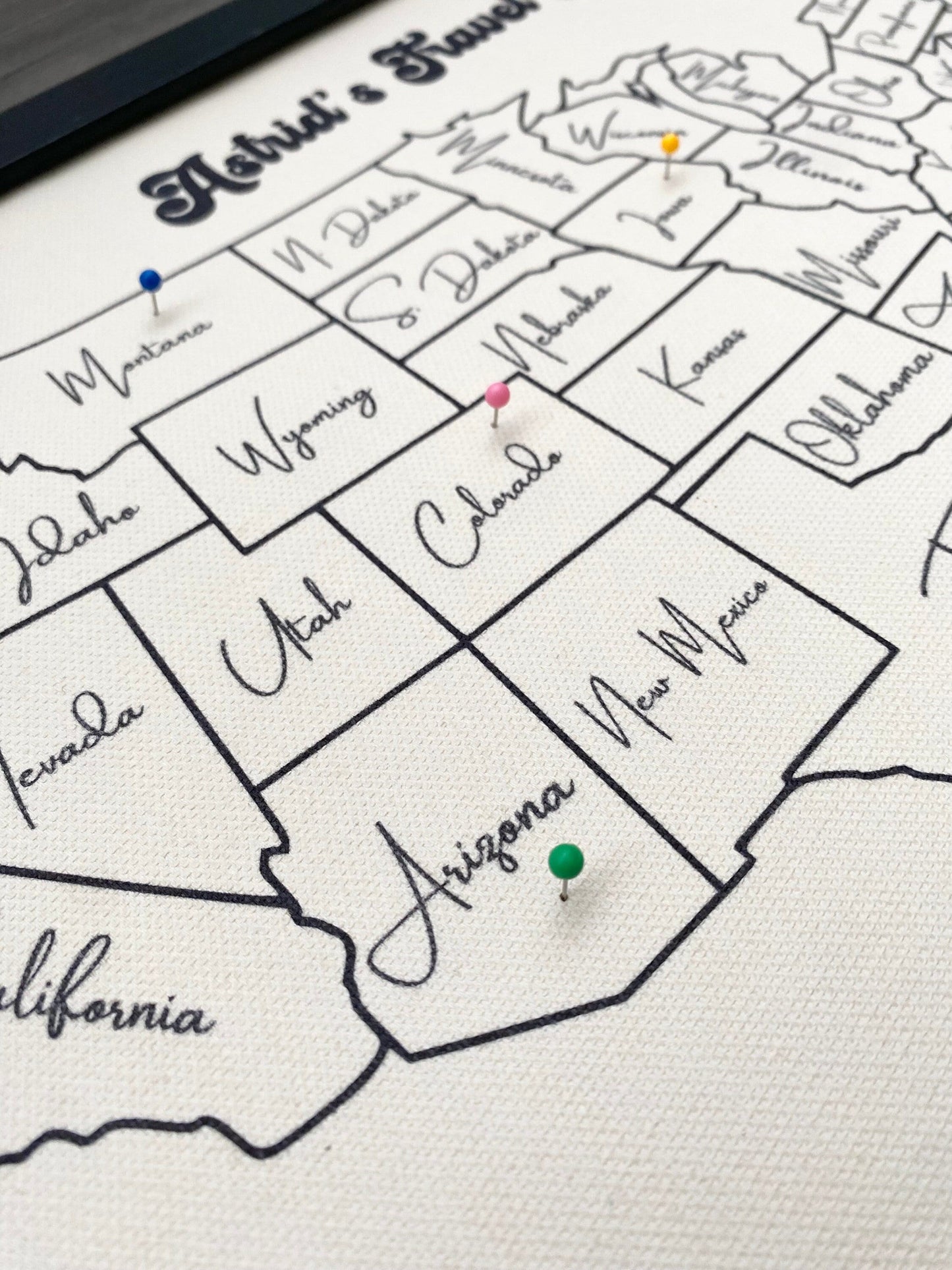 Personalized Push Pin US Travel Map, Push Pin USA Map, Travels map gift, Second Anniversary Gifts, Push Pin Map Colorful US Map