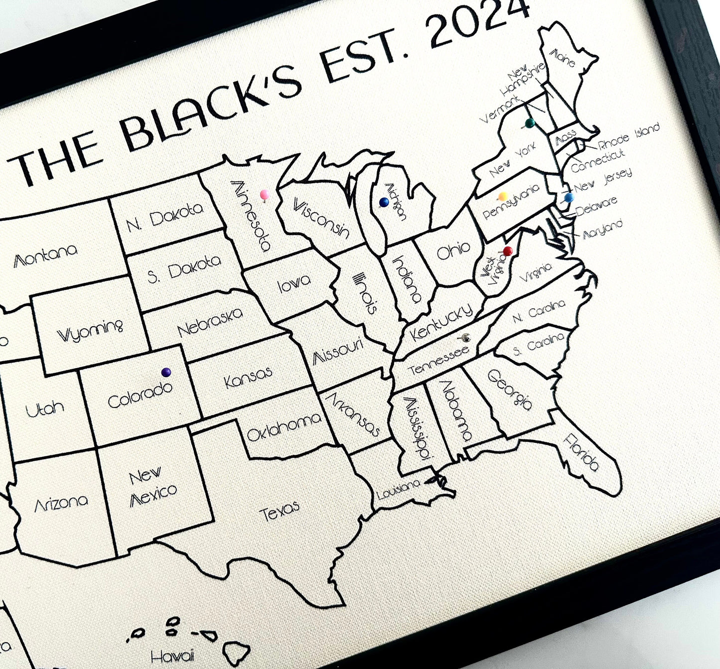 Personalized Push Pin US Map Travel Gift