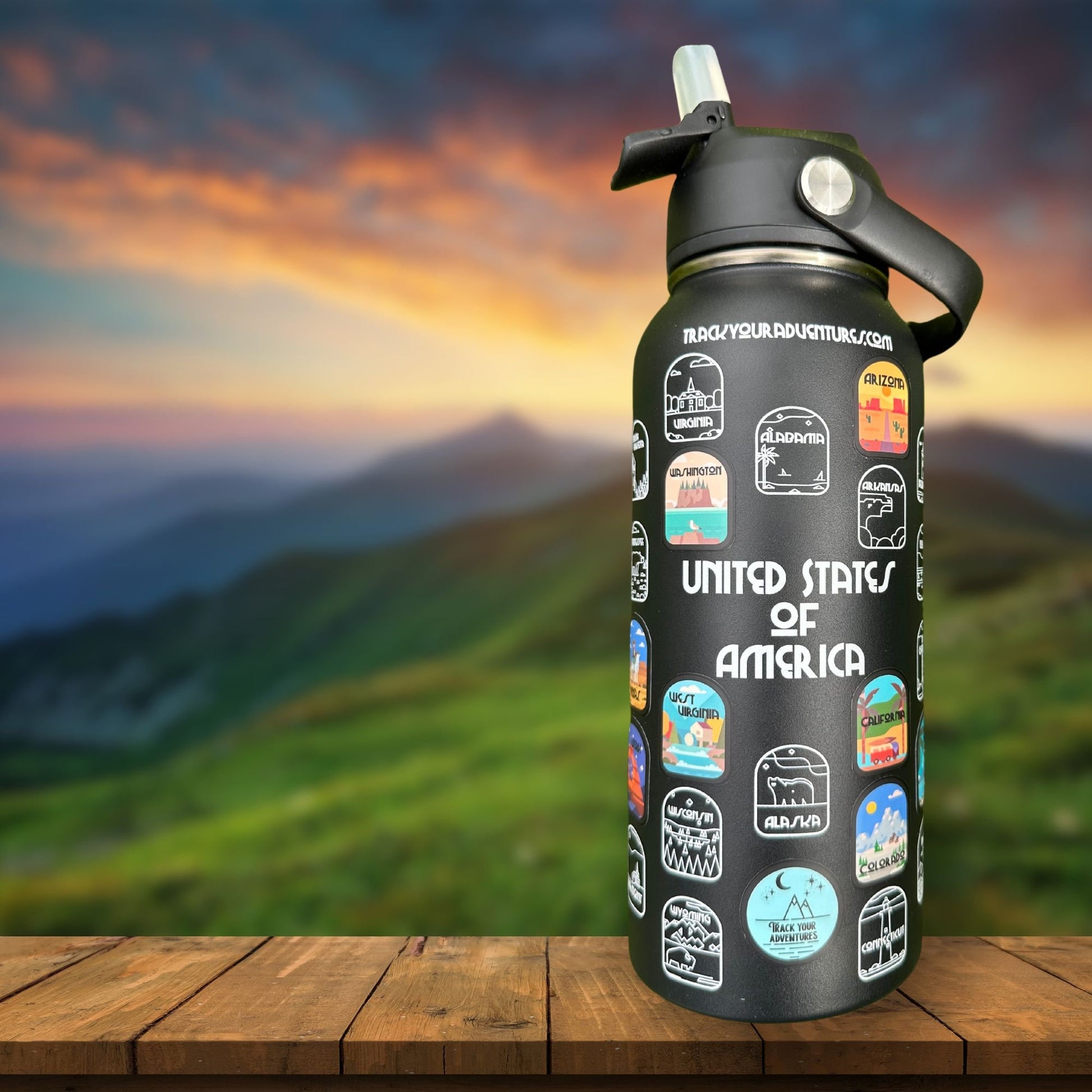 50 States Water Bottle - White