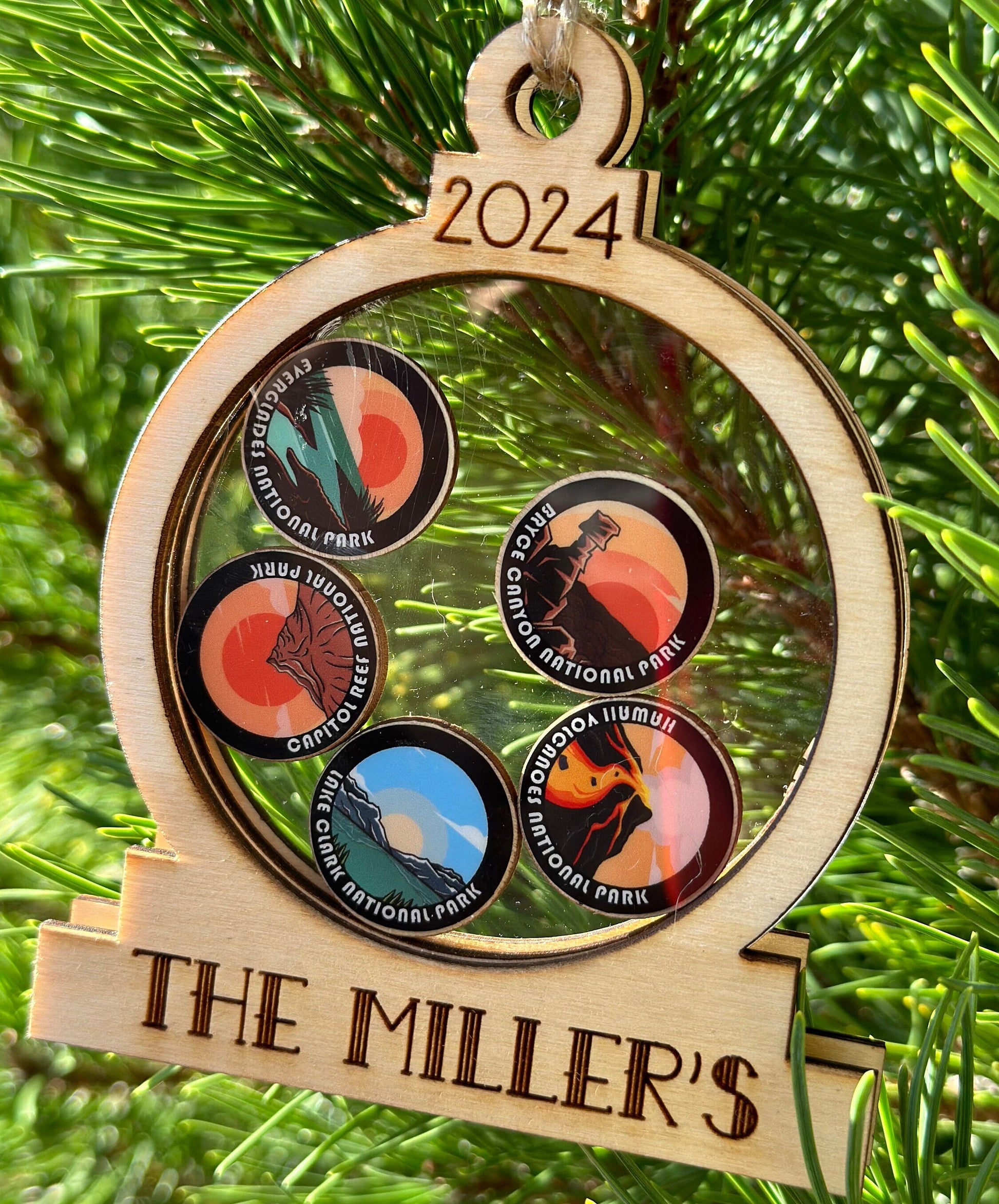 Personalized National Parks Christmas Ornament, 63 National Park Ornaments, National Park Tracker, 4d shaker ornament, Hiker, Travel