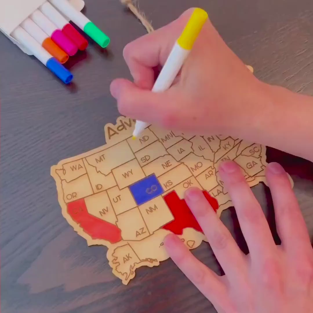 Personalized USA Travel Ornament, States Visited Map, USA state checklist, Travel Ornament Gift for Roadtrips, RV Traveler Gifts