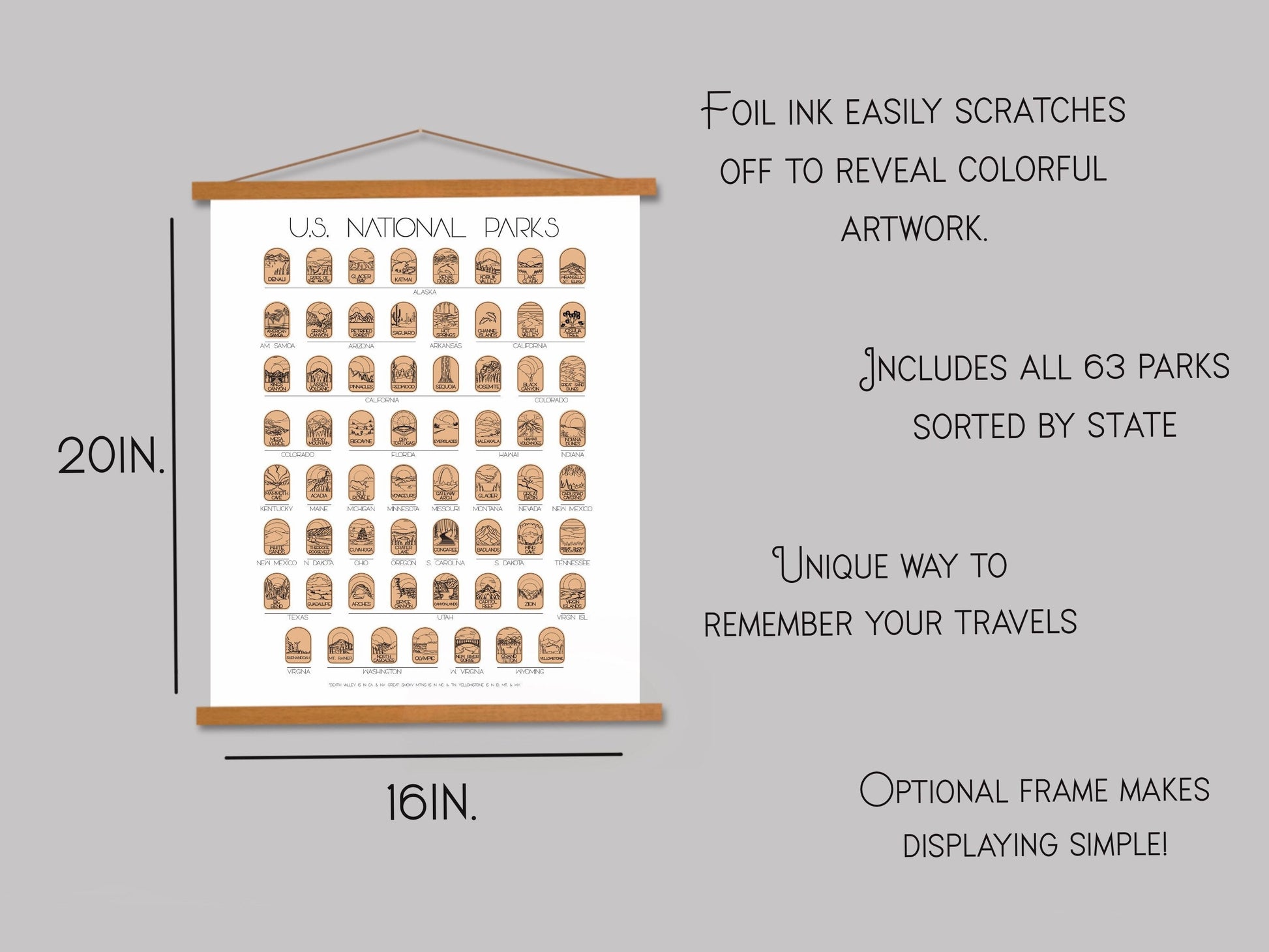 Size of poster chart. 16 x 20 inches.