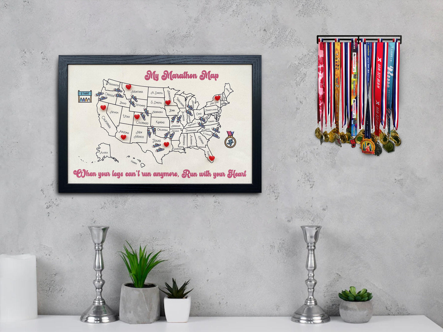 50 States Marathon Gift, 26.2 Marathon, Push Pin US Travel Map, Push Pin USA Map, Born to Run, Travels map, Personalized running gift