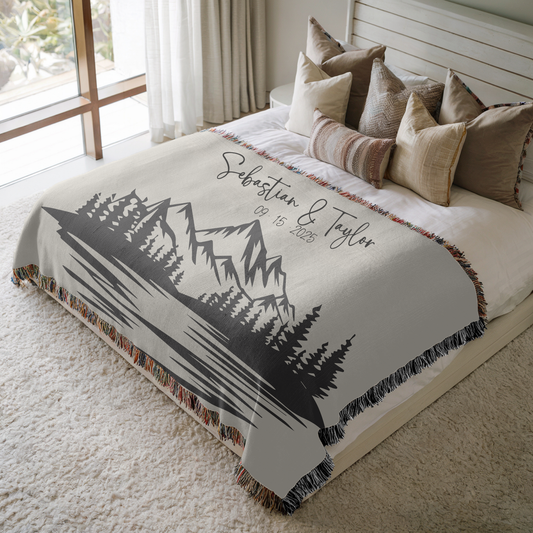 Personalized Mountain Woven Blanket