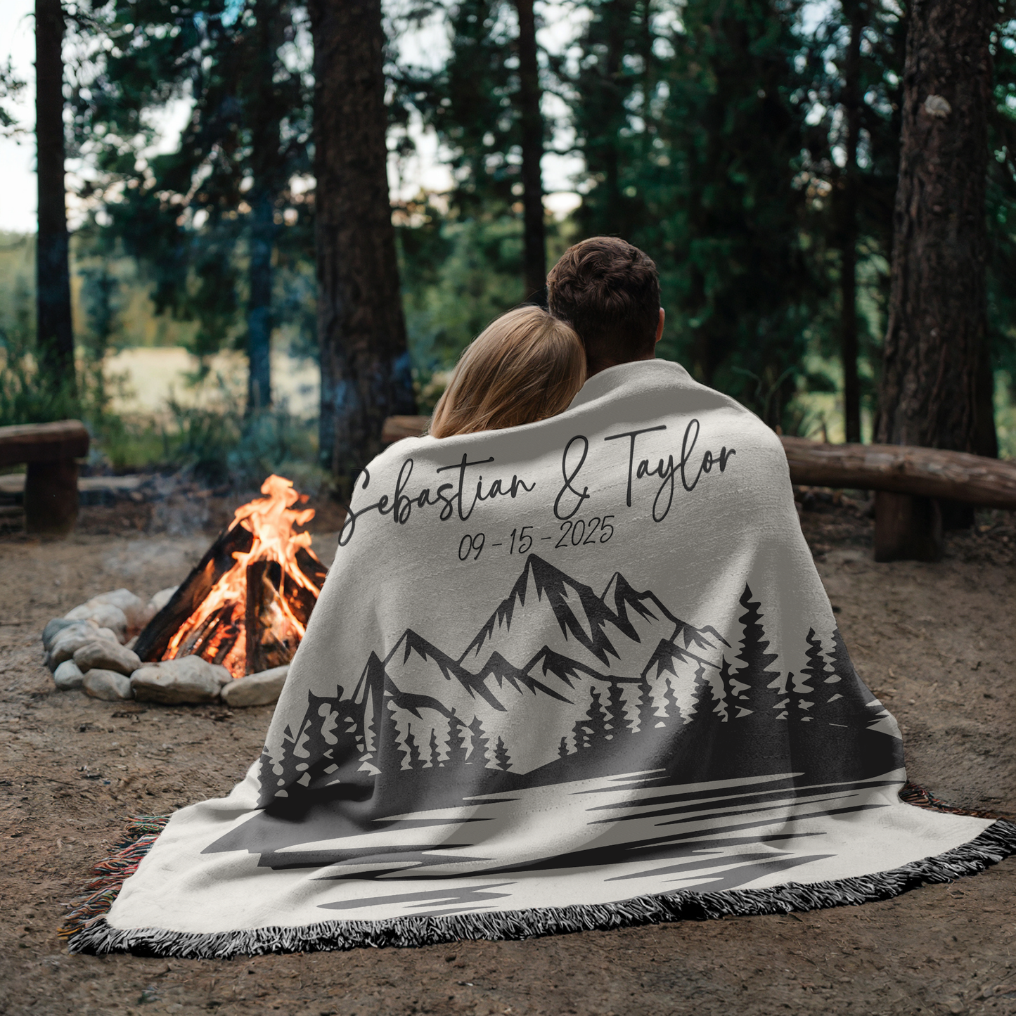 Personalized Mountain Woven Blanket