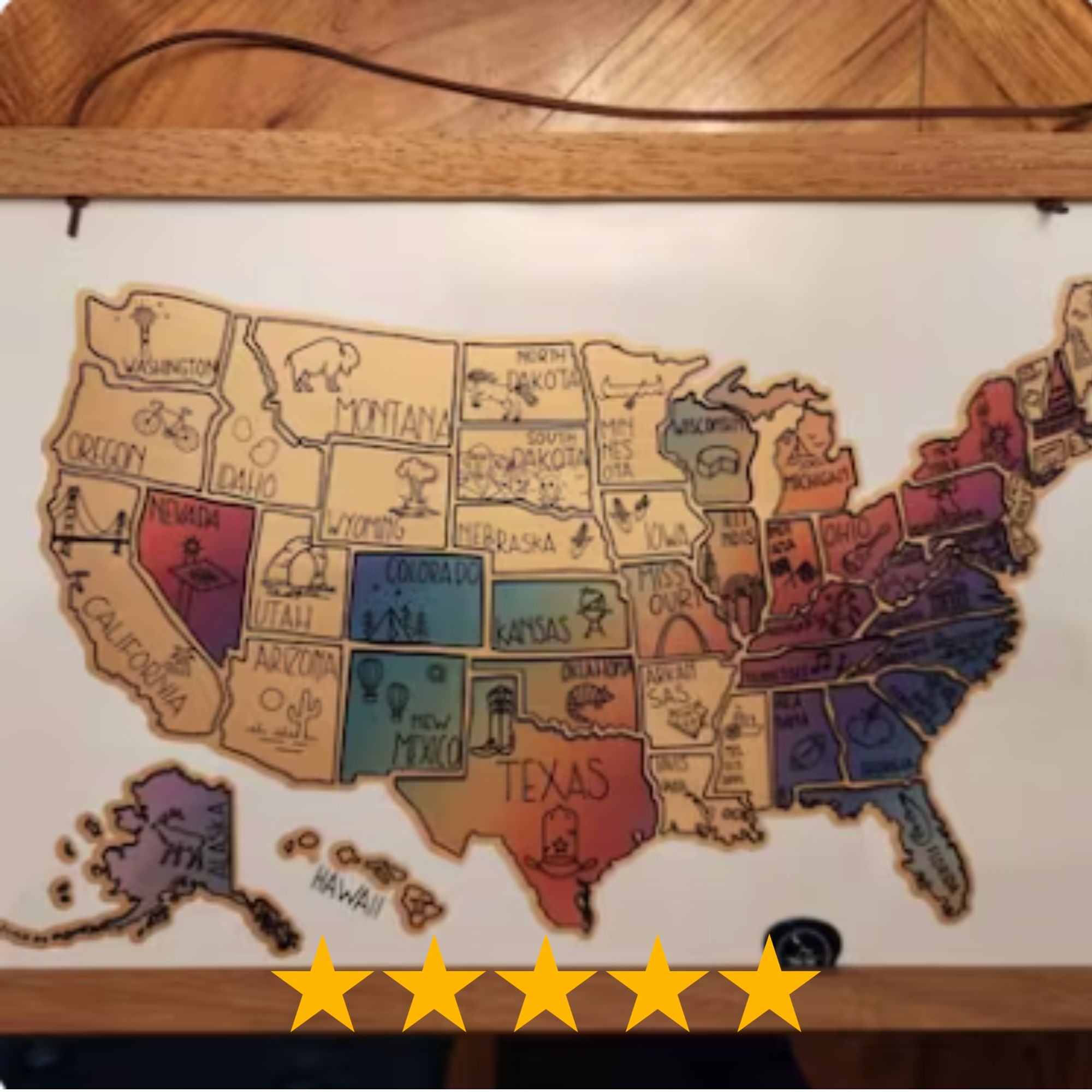 Customers picture of USA scratch off map.