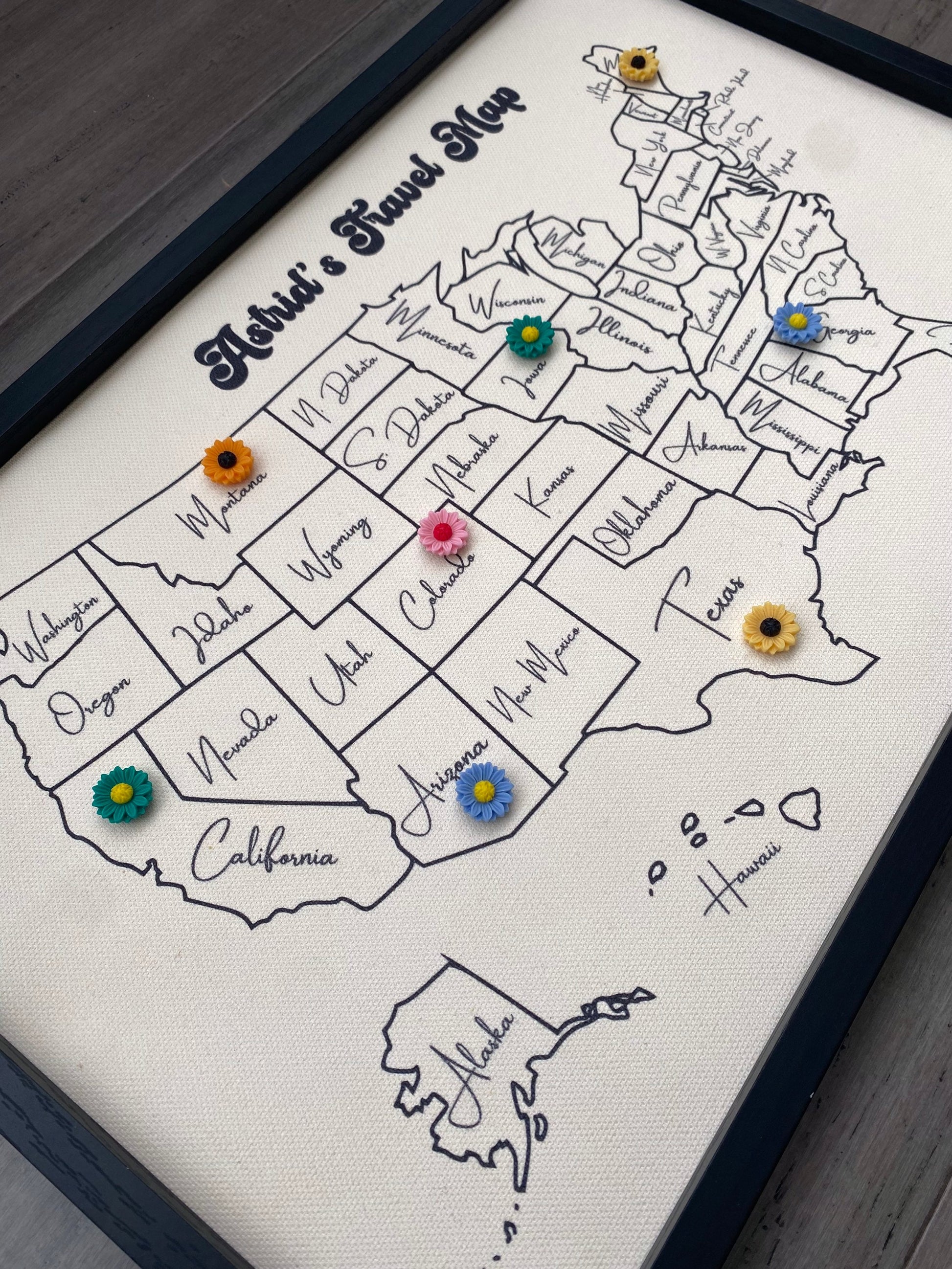 Personalized Push Pin US Travel Map, Push Pin USA Map, Travels map gift, Second Anniversary Gifts, Push Pin Map Colorful US Map