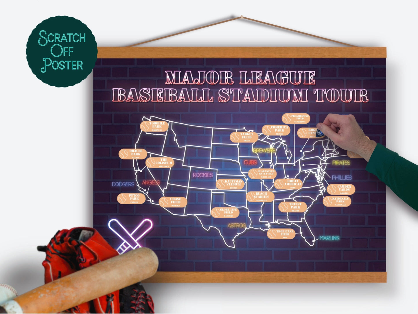 Baseball Stadium Bucket List, US Baseball Stadiums Scratch off Map, Stadium Tour, MLB Stadiums Map, Major League Stadium Tracker Gift