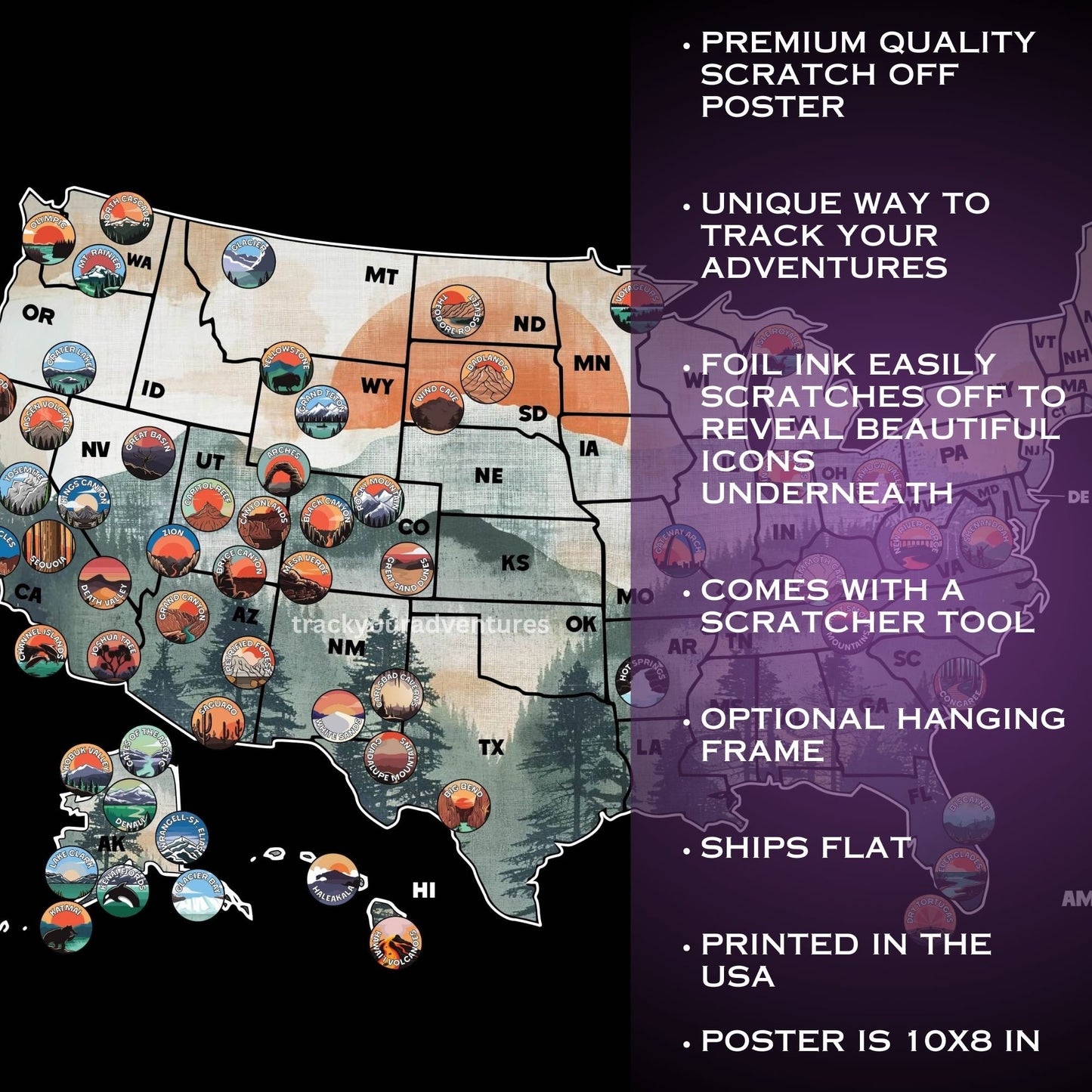 US National Park Scratch off Map