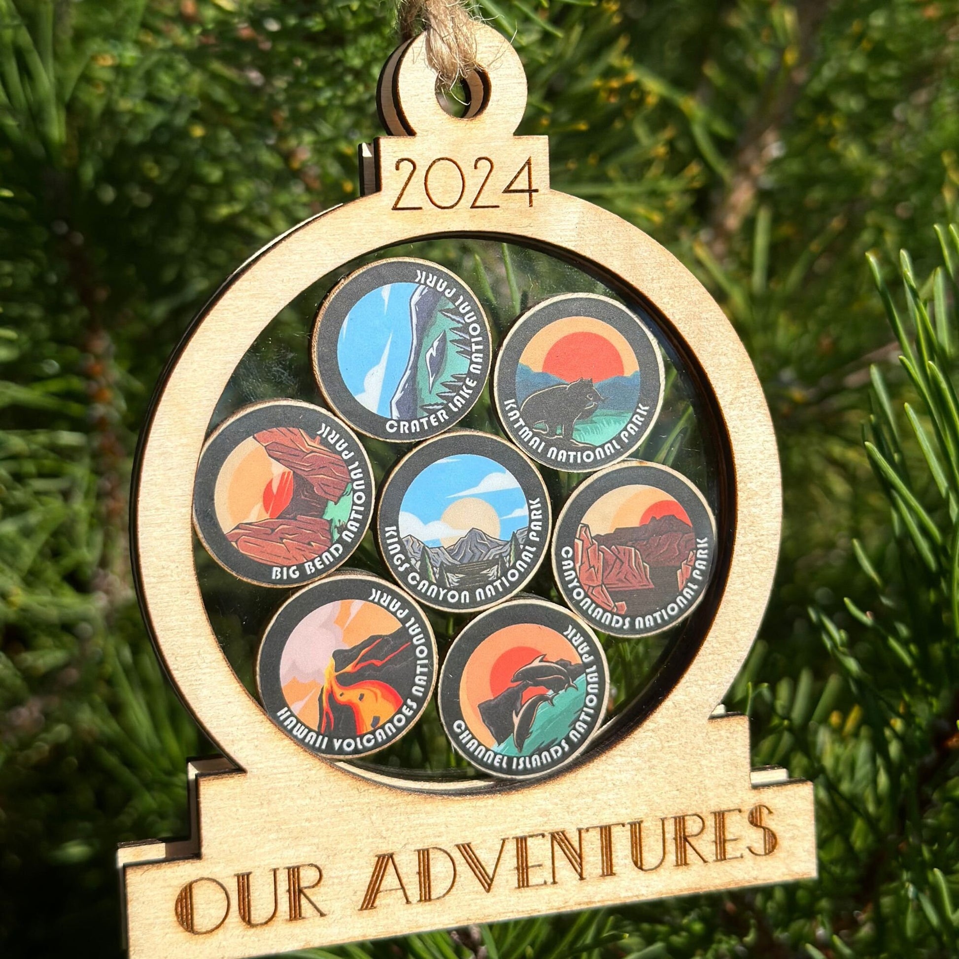 Personalized National Parks Christmas Ornament, 63 National Park Ornaments, National Park Tracker, 4d shaker ornament, Hiker, Travel