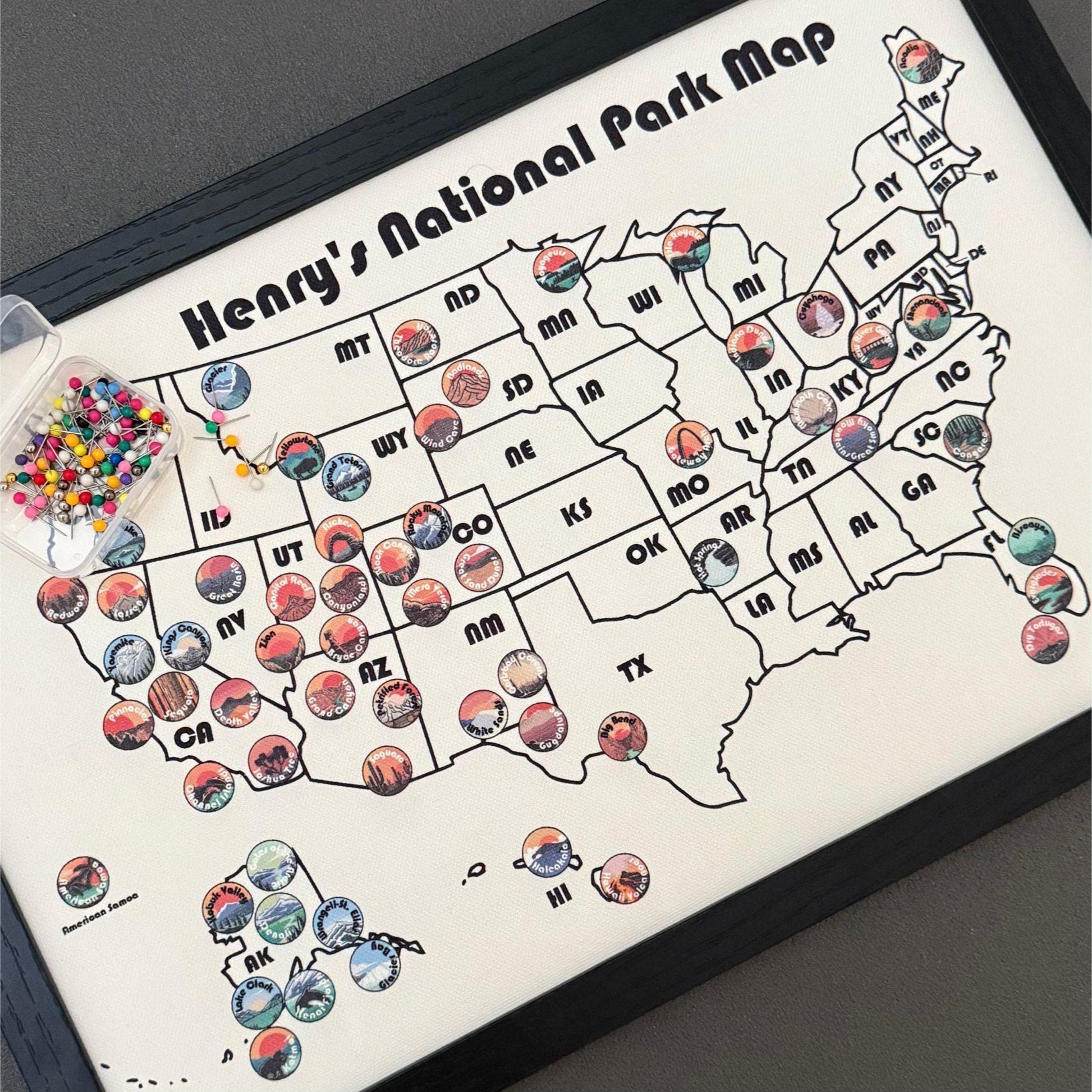Personalized Push Pin National Parks Travel Map, Push Pin USA Map, Travels map gift, Second Anniversary Gifts, Push Pin Map Colorful US Map