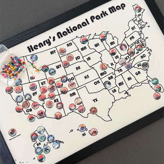 Personalized Push Pin National Parks Travel Map, Push Pin USA Map, Travels map gift, Second Anniversary Gifts, Push Pin Map Colorful US Map