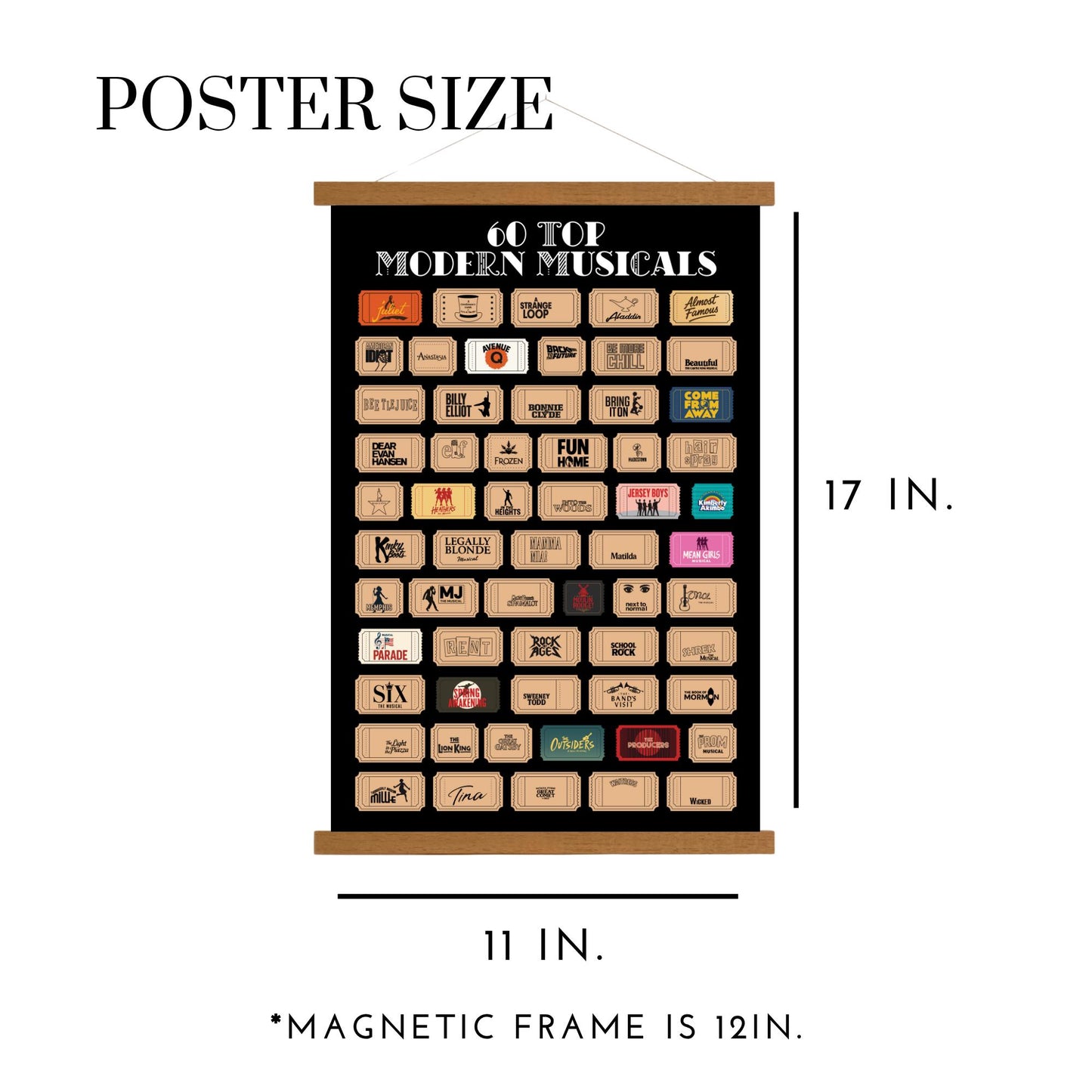 Musicals Scratch off Poster, 60 Top Modern Musicals, Gift for Musical Theater Lovers, Broadway Musicals scratch off, Drama Teacher Gift