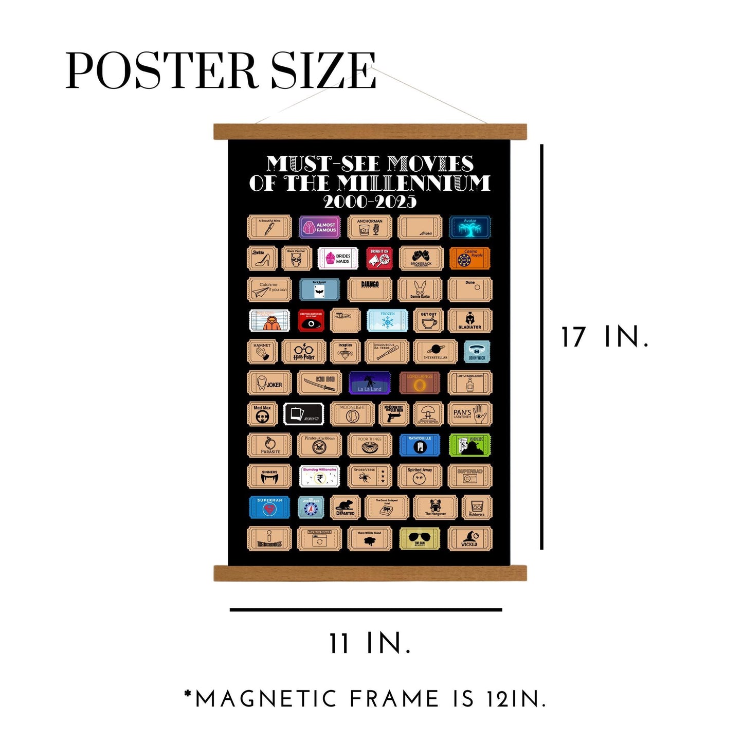 Movies Scratch off Poster, Gift for Movie Lovers, Blockbuster, Film Teacher Gift, Movie Gift Basket, 2000's Movies, Top Millennium Movies