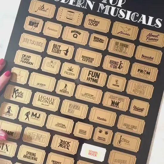 Musicals Scratch off Poster, 60 Top Modern Musicals, Gift for Musical Theater Lovers, Broadway Musicals scratch off, Drama Teacher Gift