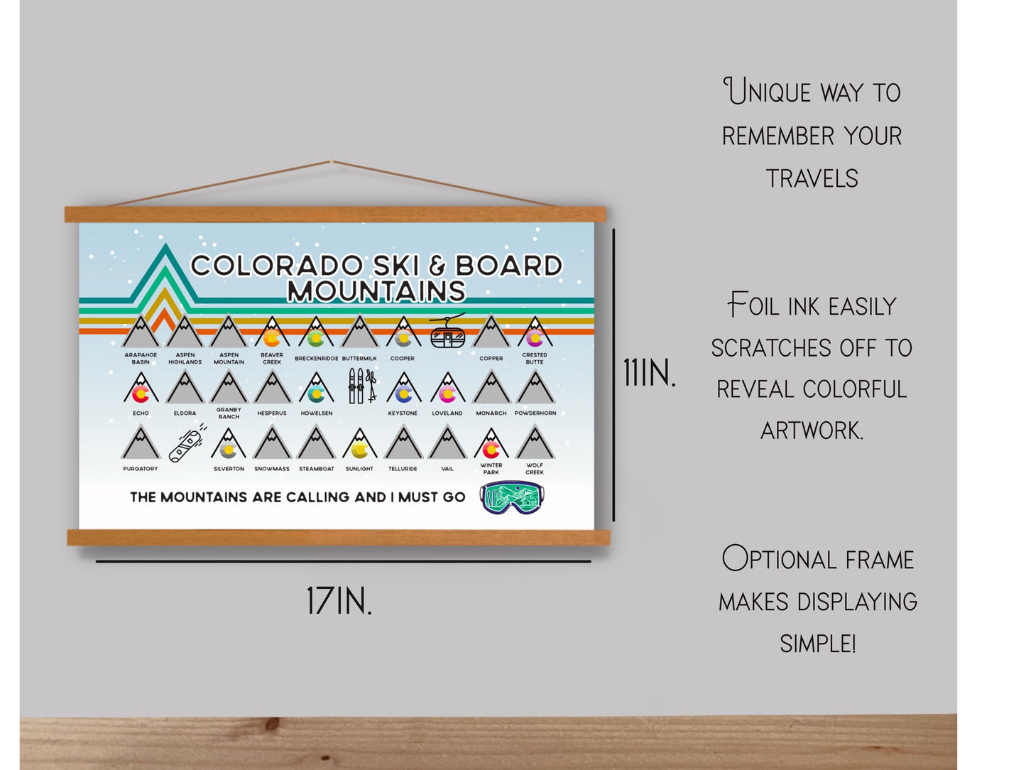 Colorado Mountain Ski and Snowboard Scratch Off Poster