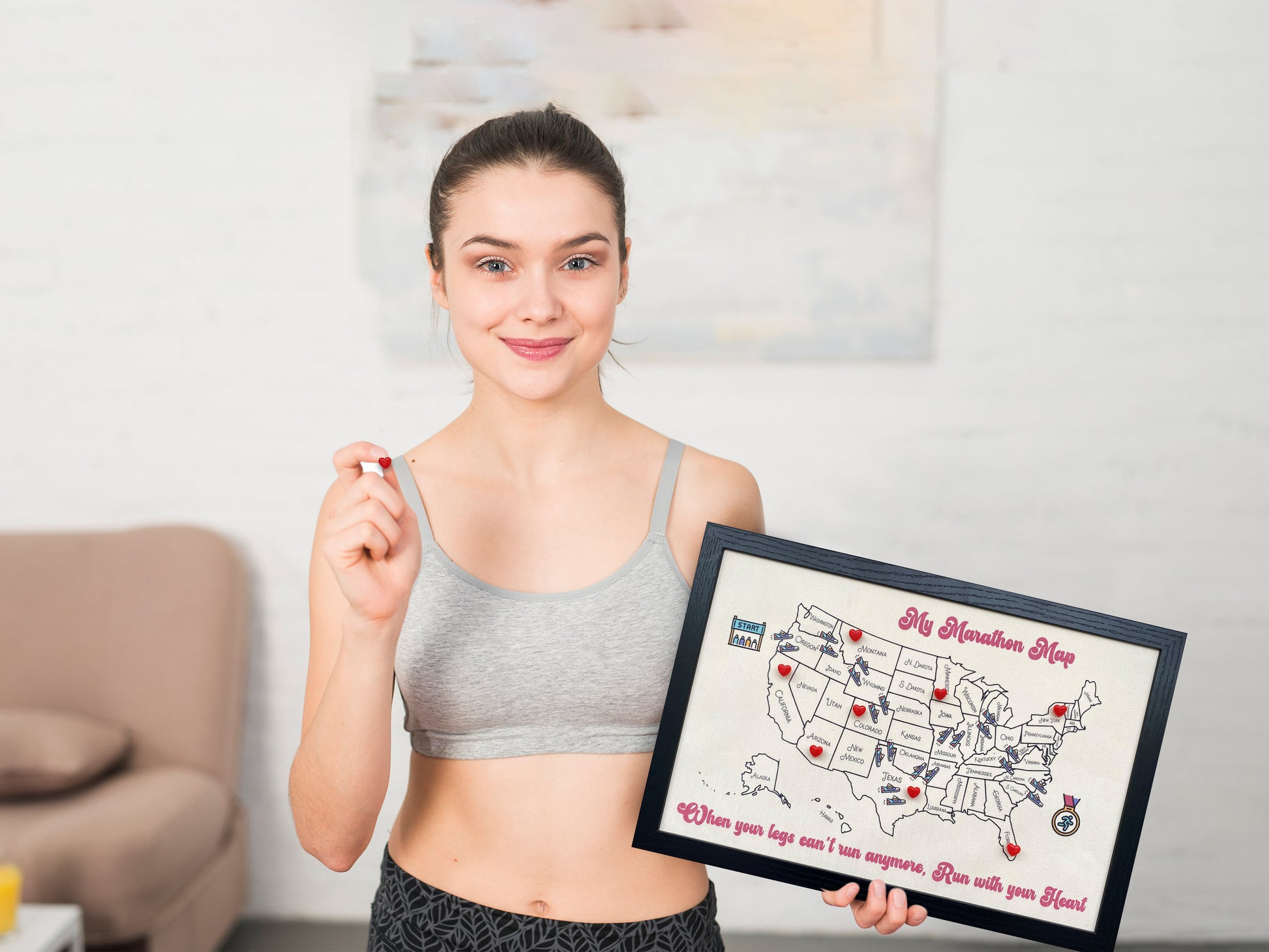 50 States Marathon Gift, 26.2 Marathon, Push Pin US Travel Map, Push Pin USA Map, Born to Run, Travels map, Personalized running gift