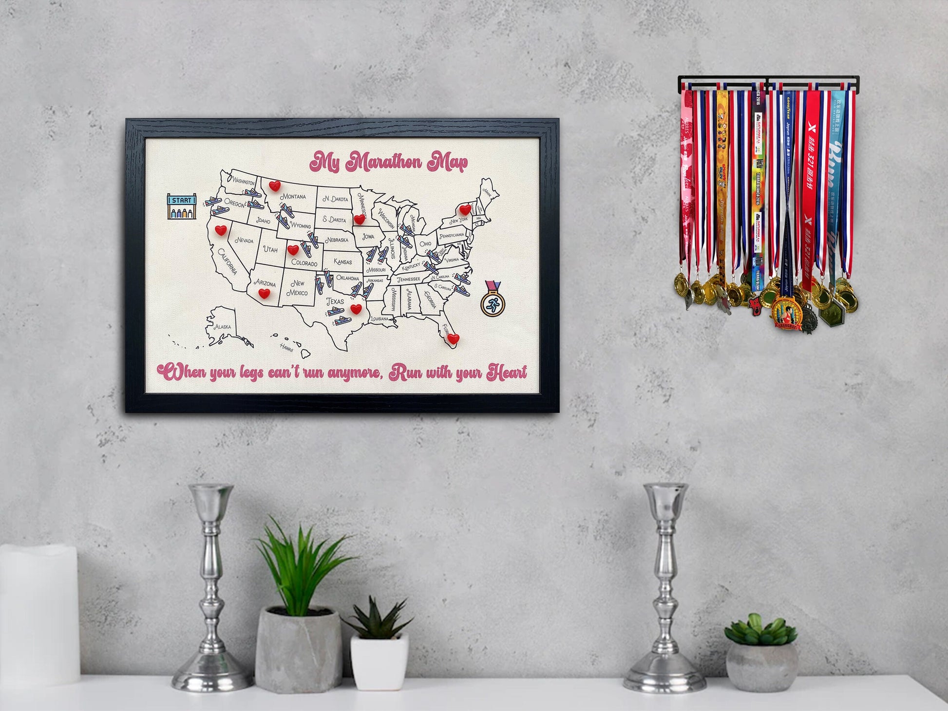 50 States Marathon Gift, 26.2 Marathon, Push Pin US Travel Map, Push Pin USA Map, Born to Run, Travels map, Personalized running gift