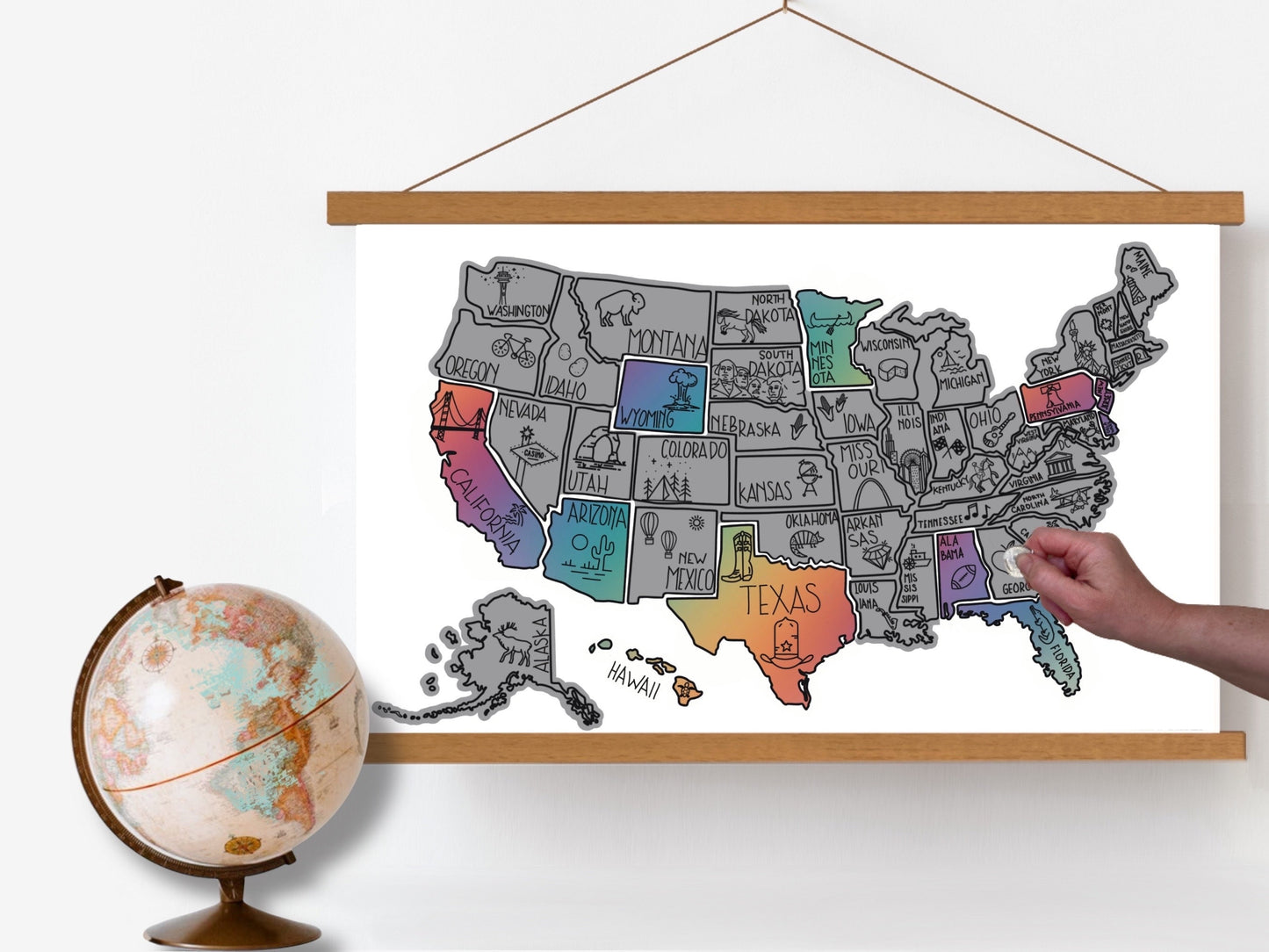 USA Sales map tracker, Scratch off Poster, US State Map Scratch off, Travels Map, 50 states, RV traveler gifts