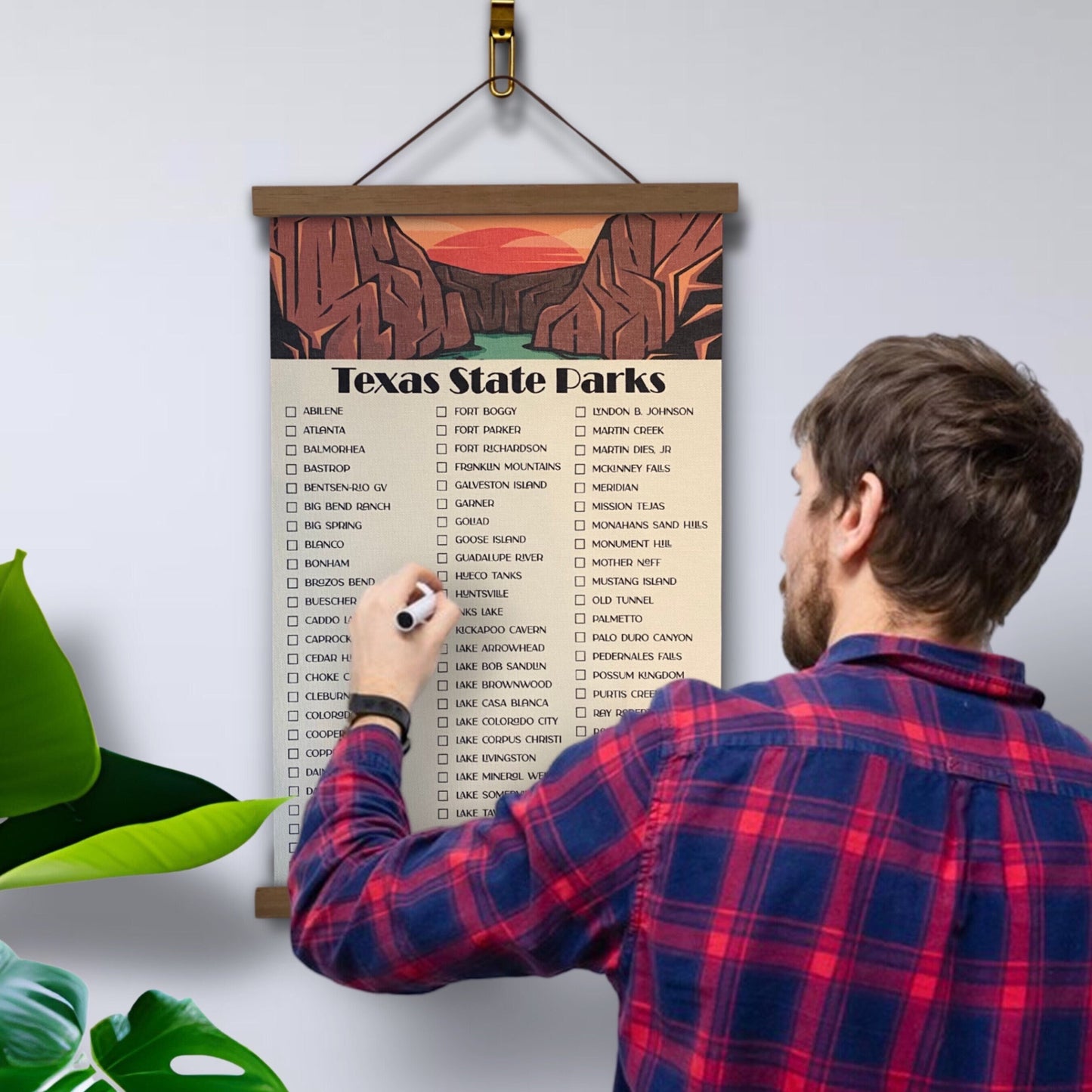 Texas State Parks Checklist, Texas State Park map, TX State Park tracker, Lone Star State Gift, State Parks Passport, 11x17 Canvas